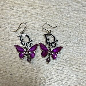 Dior Butterfly Earrings with Purple Accents